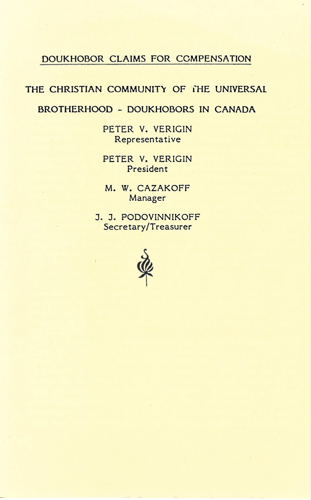 Doukhobor Claims for Compensation